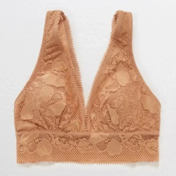 Aerie Paradise Lace Plunge Bralette Size
Small -  Tan / Terracotta - Picture 3 of 7